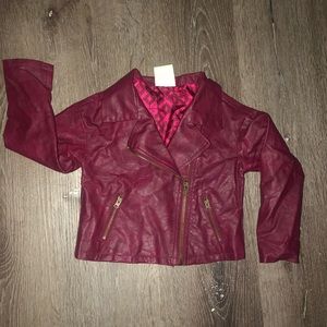 Burgundy Faux Leather Jacket
